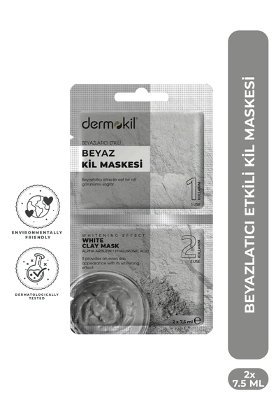 Dermokil Beyaz Kil Maskesi (Beyazlatıcı Etkili) 2*7.5 ml ürün görseli 1