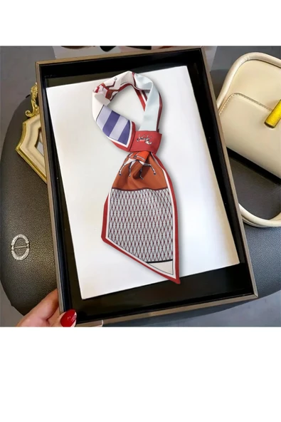 Walkenzo At Figürlü Zarif Tasarım Şık Kadın Kravat Fular - Resim 9