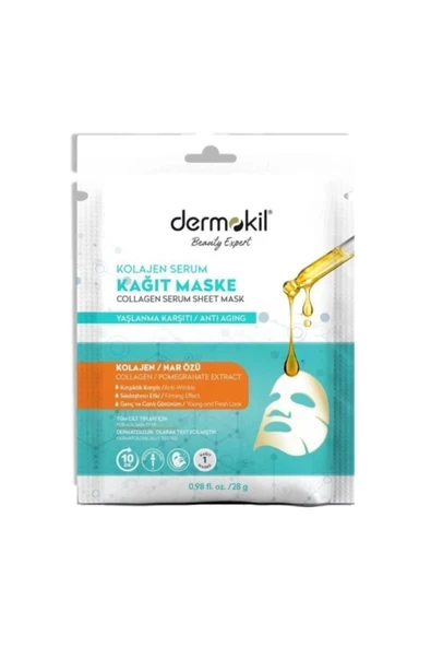 Dermokil Kolajen Serum Kağıt Yüz Maskesi - Yaşlanma Karşıtı 23 g - Resim 4