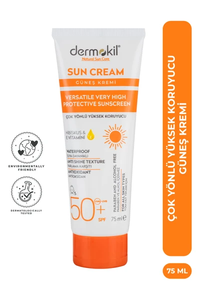 Dermokil Çok Yönlü Yüksek Koruyucu SPF 50+ Güneş Kremi - Sun Cream 75 ml ürün görseli 1