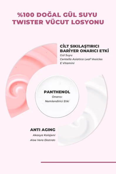 Dermokil %100 Doğal Gül Suyu Canlandırıcı Yoğun Nemlendirici Twister Vücut Losyonu 200 ml - Resim 3