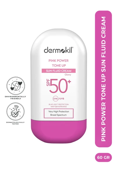 Dermokil Pink Tone-Up Fluid Sun Cream SPF 50 Pembe Ton Eşitleyici Fluid Güneş Koruyucu 60 ml ürün görseli 1