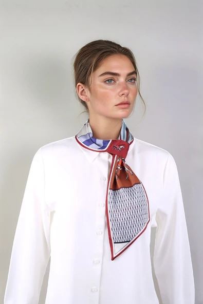 Walkenzo At Figürlü Zarif Tasarım Şık Kadın Kravat Fular - Resim 5