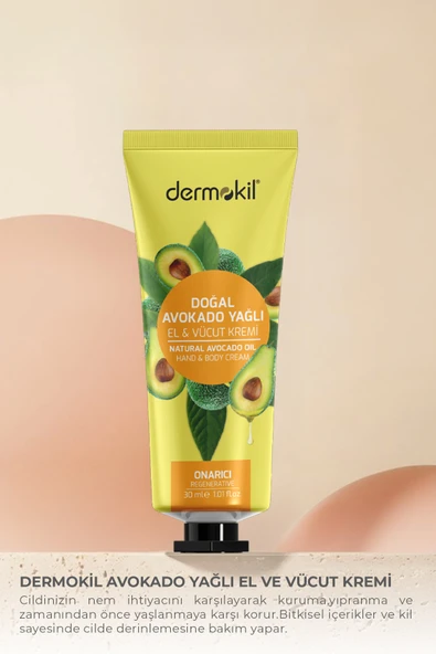 Dermokil Doğal Avokado Yağlı El ve Vücut Kremi 30 ml - Resim 3