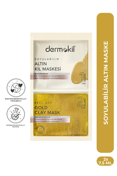 Dermokil Soyulabilir Altın Kil Maskesi 2* 7.5 ml ürün görseli 1