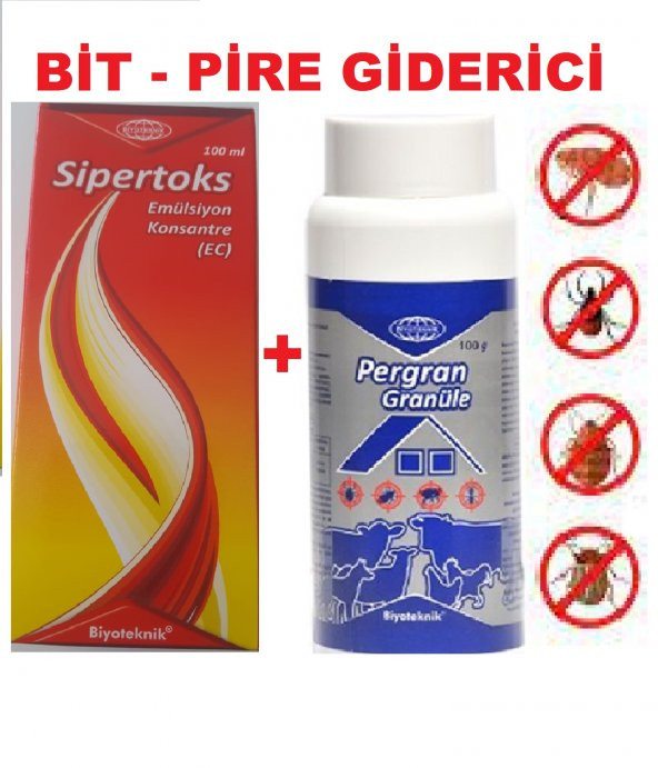 BİT PİRE KENE Zararlılara karşı Sipertoks 100ml Pergan 100 Gr granül