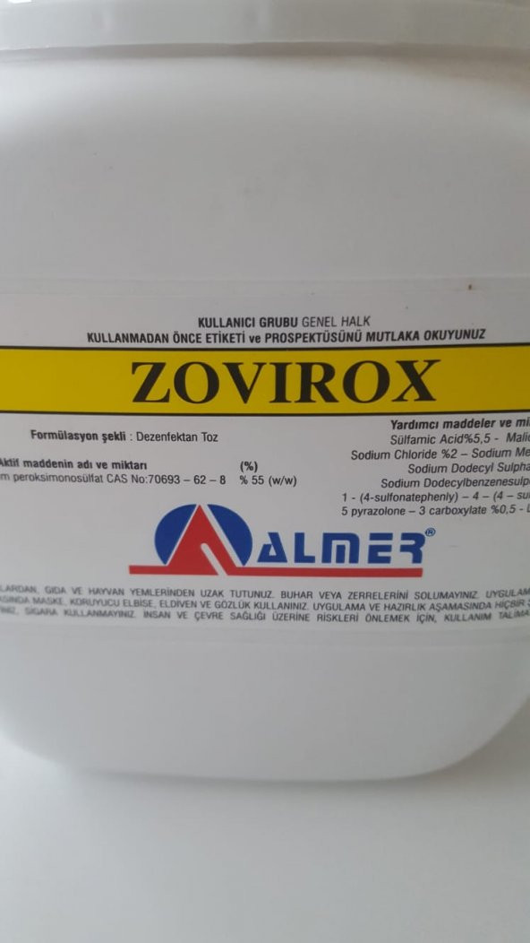 Zovirox 1 Kg Dezenfaktan ( Bina , İmalathane ,Kesimhane ,Klinik Hayvan Barınakları ,Kuluçkahaneler de Yer ve Yüzey Dezenfektanı) ürün görseli