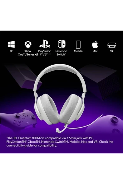 JBL Quantum 100M2 Beyaz Kablolu Kulak Üstü Oyuncu Kulaklığı Teşhir - Resim 4