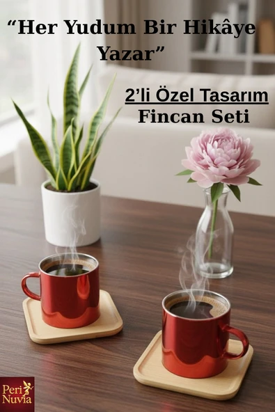 Özel Tasarım 2’li Kahve Fincanı Borosilikat Cam ürün görseli 1