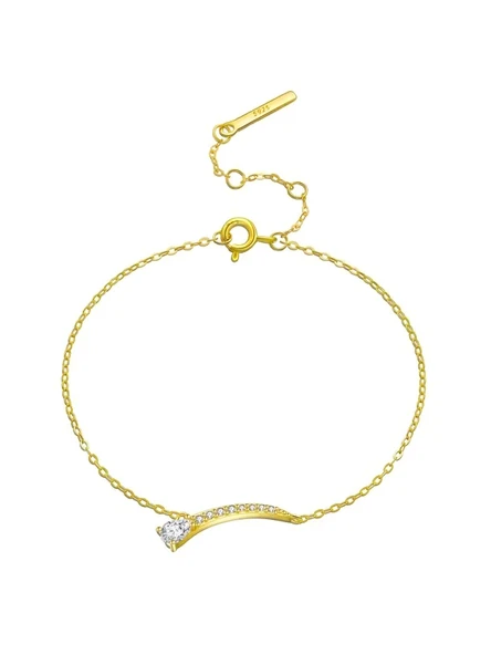 925 Ayar 18K Altın Kaplama Elif Yıldız Zirkon Bileklik ürün görseli 1