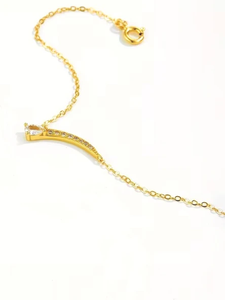 925 Ayar 18K Altın Kaplama Elif Yıldız Zirkon Bileklik - Resim 3