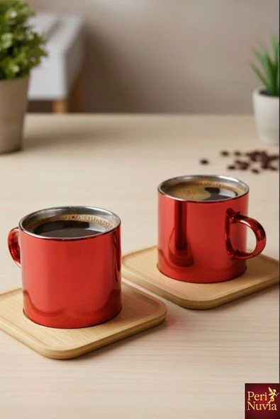 Özel Tasarım 2’li Kahve Fincanı Borosilikat Cam - Resim 3