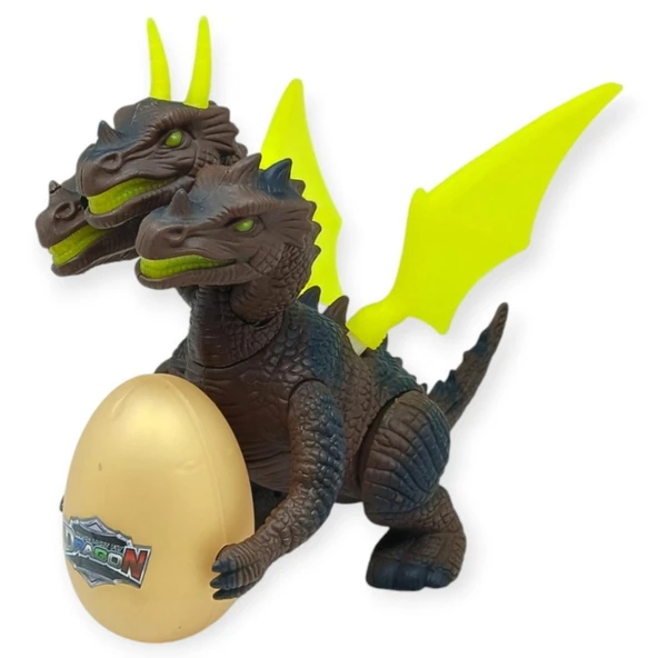 3 Başlı Mitolojik Ejderha - Pilli Yerde Gezen Sesli Figür - WH-3010 ürün görseli 1