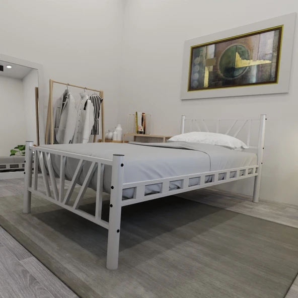 Gardenya Tek Kişilik 90x190 cm Metal Karyola A Kalite, Ses Çıkarmaz ,Ölçülü Model Karyola Beyaz 1640-a ürün görseli 1