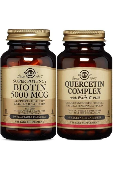 Solgar Biotin 5000 Mcg 50 Kapsül+ Solgar Quercetin Complex 50 Kapsül ürün görseli