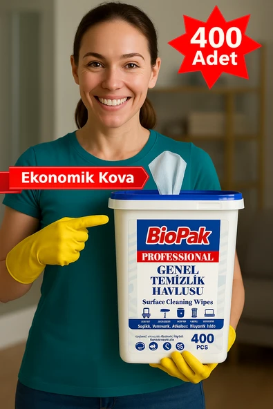 Biopak Profesyonel Yüzey Temizlik Mendili 400'LÜ ürün görseli