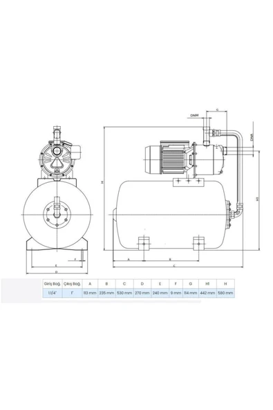 Wilo Aqua SPS 25-5.56 Paslanmaz Jet Pompalı 25 Lt Tanklı Otomatik Hidrofor 7 Kat 10 Daire, 1.5Hp - Resim 2