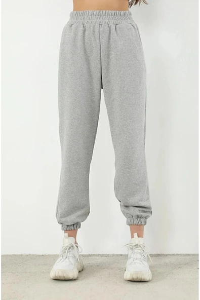 2'li Unisex Siyah-Gri Yüksek Belli Jogger Eşofman Altı - Resim 3