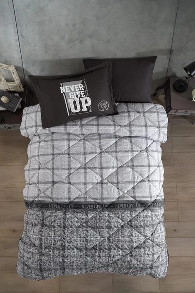 Clasy Ranforce Genç Yorgan Seti Tek Kişilik Give Up V1 Antrasit ürün görseli 1