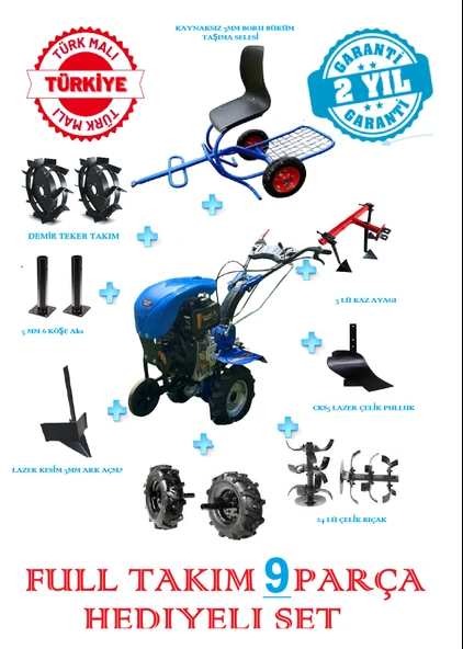 DALAZ TURBO 930-D PRO DİZEL ÇAPA MAKİNASI 70, BEYGİR DÖKÜMGÖVDE 24X BIÇAKLI,4 VİTES FULL SET 8 PARÇA ürün görseli