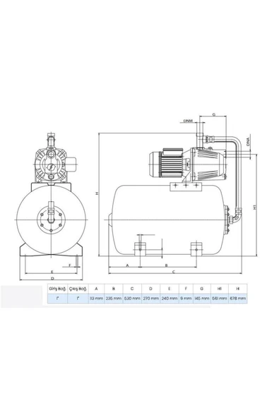 Wilo Aqua SPG 50-3.45 Jet Pompalı 50 Lt Tanklı Otomatik Hidrofor 4 Kat 9 Daire, 1Hp 4 Bar - Resim 2