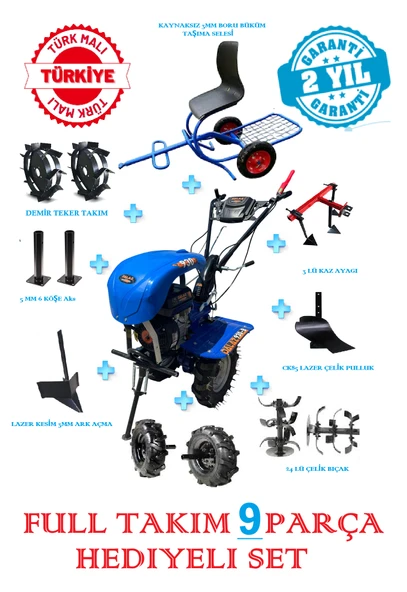 DALAZ TURBO 930B PRO BENZİNLİ ÇAPA MAKİNASI 7 BEYGİR DÖKÜM GÖVDE 24X BIÇAKLI,4 VİTES FUL SET 9 PARÇA ürün görseli