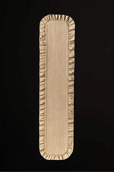 YUNUSOĞLU HOME Fırfırlı Masa Runner 150X50 cm, Şık Dekoratif Masa Örtüsü - Resim 3