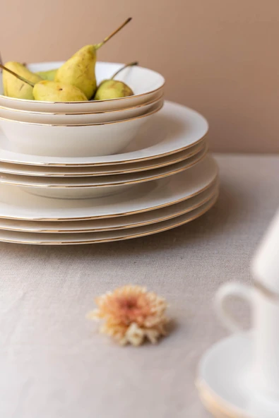 Soley | Ceyda | Altın Kenarlı 24 Parça 6 Kişilik Porselen Yemek Takımı - Resim 2