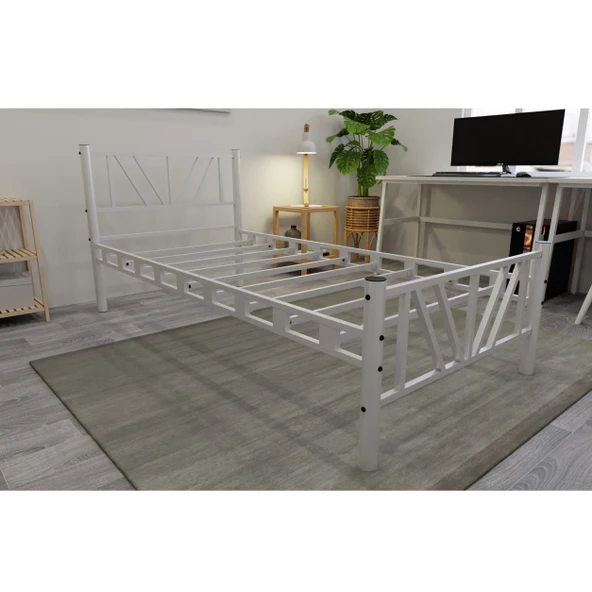 Gardenya Tek Kişilik 90x190 cm Metal Karyola A Kalite, Ses Çıkarmaz ,Ölçülü Model Karyola Beyaz 1640-a - Resim 5