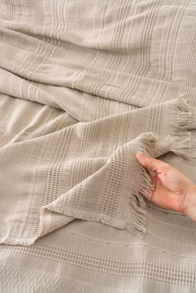 Arya Vizon Nakışlı Çift Kişilik %100 Pamuklu Nevresimli Pike Seti - 7 Parça Çeyiz Seti - Resim 6