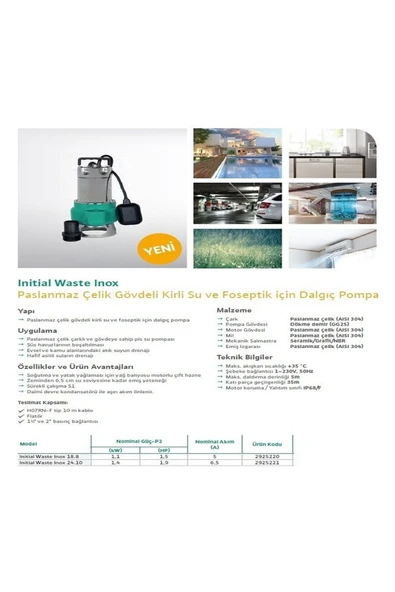Wilo Waste Inox 18.8 Foseptik Pompası 1.5 Hp - 1 1 2'' - Resim 2