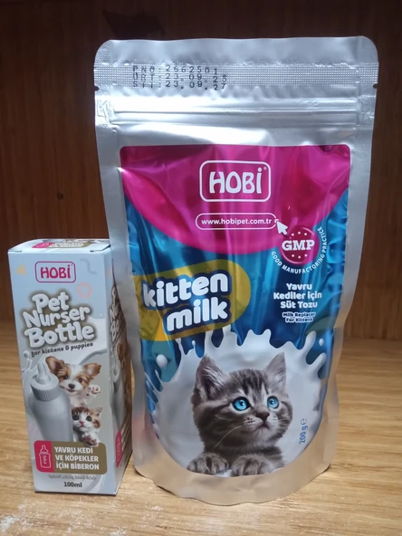 Hobi Kitten Milk Yavru Kediler İçin Süt Tozu 200gr +100 ml biberon ürün görseli 1