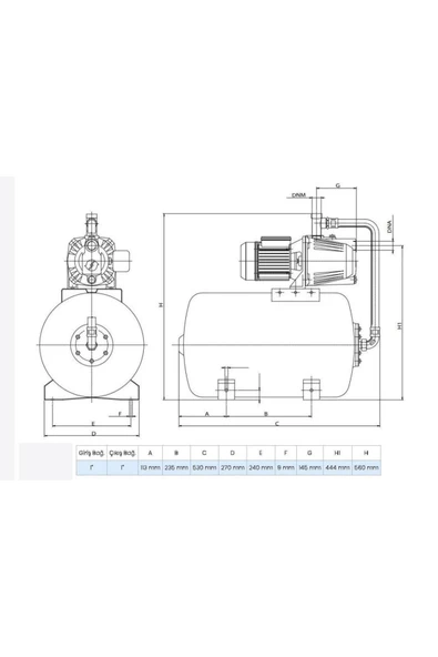 Wilo Aqua SPG 25-3.45 Jet Pompalı 25 Lt Tanklı Otomatik Hidrofor 4 Kat 9 Daire, 1Hp 4 Bar - Resim 2