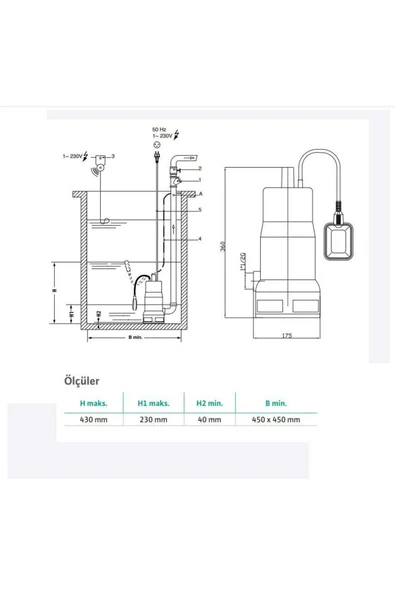Wilo Waste 14.9 Az Kirli Su Drenaj Dalgıç Pompa 10 Mt. Kablolu Flatörlü 9 mss 13 m³/h 220 Volt - Resim 2
