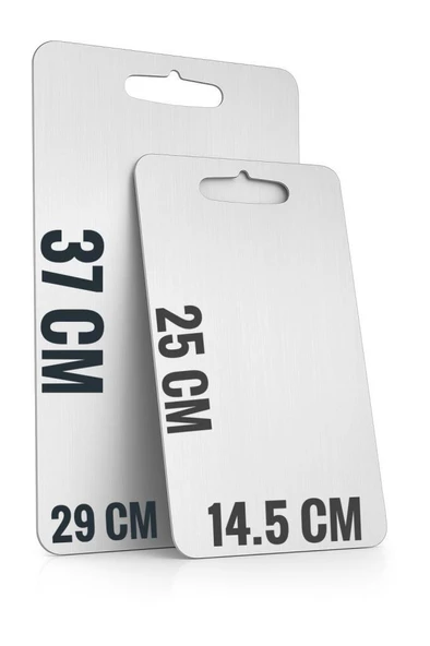 Paslanmaz Çelik 430 Kalite Antibakteriyel Kesme Tahtası Kaymaz Tabanlı 37*29 CM+25*14.5 CM Kesme Tahtası 2 ADET ürün görseli 1