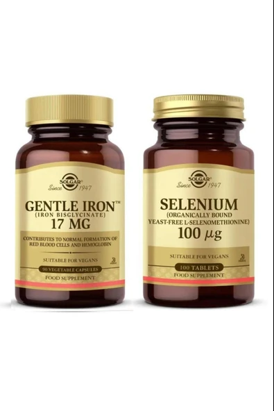 Solgar Gentle Iron 17 Mg 90 Kapsül + Solgar Selenium 100 mcg 100 Tablet ürün görseli