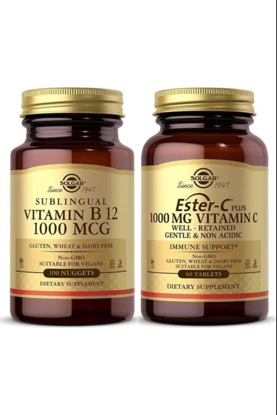 Solgar Vitamin B12 1000 Mcg 100 Kapsül + Ester-c Plus 1000 mg 60 Tablet ürün görseli