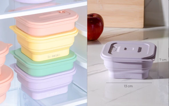 Le Murano Larry Kare Katlanabilir Silikon Saklama Kabı 500Ml Lm0014/12 - Resim 3