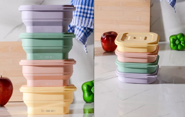 Le Murano Larry Kare Katlanabilir Silikon Saklama Kabı 500Ml Lm0014/12 - Resim 9