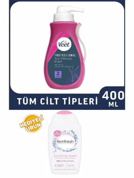 Veet Professional 400ml Tüy Dökücü Krem + Femfresh Genıtal Bölge Yıkama Jeli 250 Ml Hediyeli ürün görseli 1