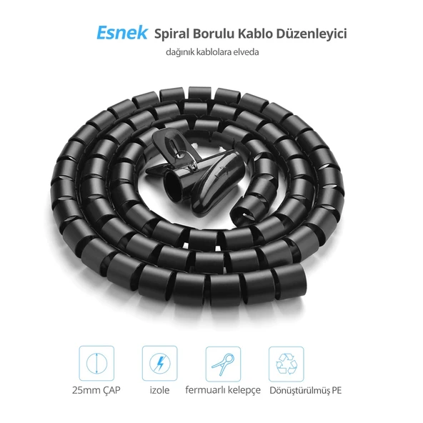 UGREEN Kablo Koruyucu ve Düzenleyici Spiral, 5 Metre, 30820 - Resim 2