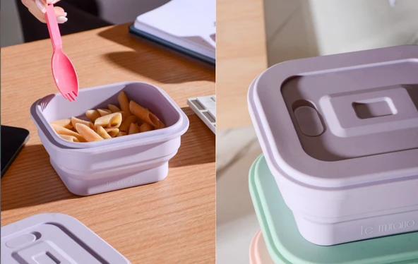 Le Murano Larry Kare Katlanabilir Silikon Saklama Kabı 500Ml Lm0014/12 - Resim 4