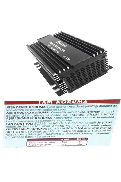 Sanel Konvertör 10 Amper 24v 12v Voltaj Düşürücü Sca10 - Resim 4