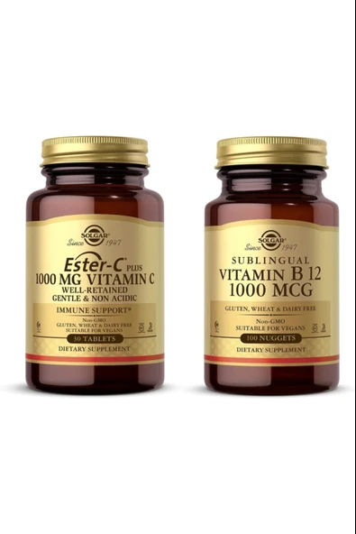 Solgar Ester-C Plus 1000mg 30 Tablet + Vitamin B12 1000 Mcg 100 Tablet ürün görseli