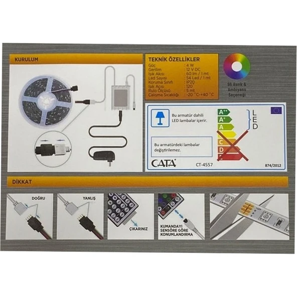 Cata CT-4557 5m 96 Renk Rgb Şerit LED Seti - Resim 3