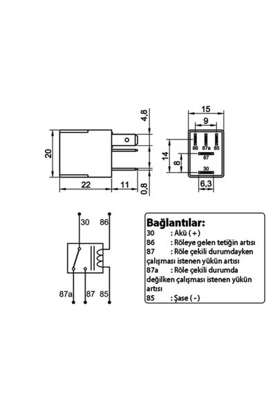Üstün Mikro Röle 12v 40a 5p 5 Uyumlu Fişli Terminalli Dirençli Çift Platin - Resim 2