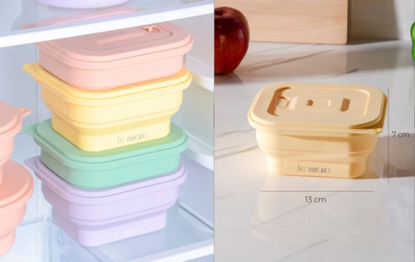 Le Murano Larry Kare Katlanabilir Silikon Saklama Kabı 500Ml Lm0014/12 - Resim 6