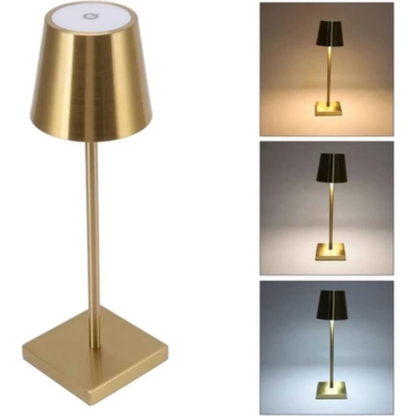 Cata Istanbul Masa Lambası Gold Renk Ct-8437 Uzunluk Ayarlı Tek Anahtarla 3 Renk - Resim 2