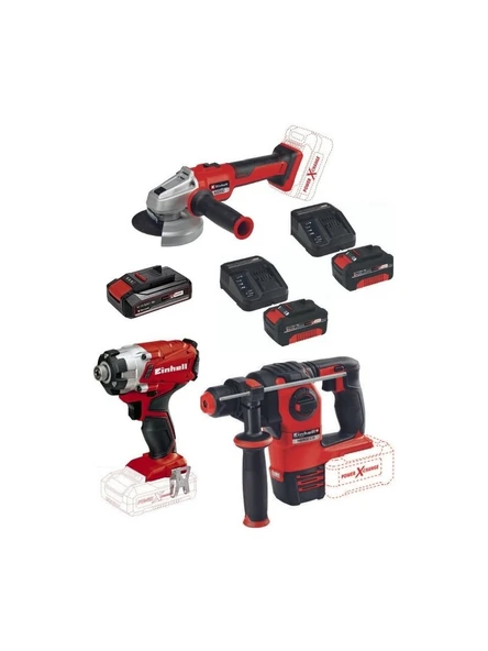 Einhell Te-Cı 18/1 Vidalama Axxio 18/125 Q Avuç Taşlama Herocco 18V 2X4.0+2.5AH Akülü Set ürün görseli 1