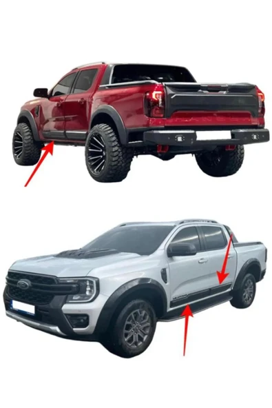 ROAL TUNİNG FORD RANGER T9uyumlu WİLDTRAK KAPI GÖVDE KAPLAMA KORUMA KABARTMA 2023+ PİANO BLACK ürün görseli